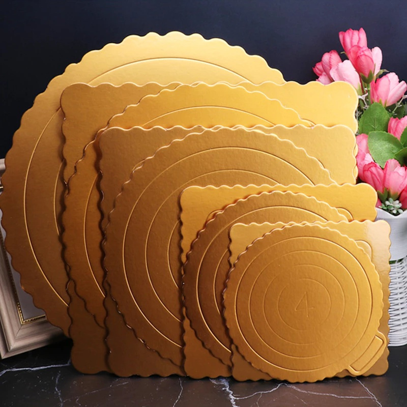 4“ 6“ 8” 10” 12“ Gold Round Square Mini Cake Dessert Mousse Plate Base ...