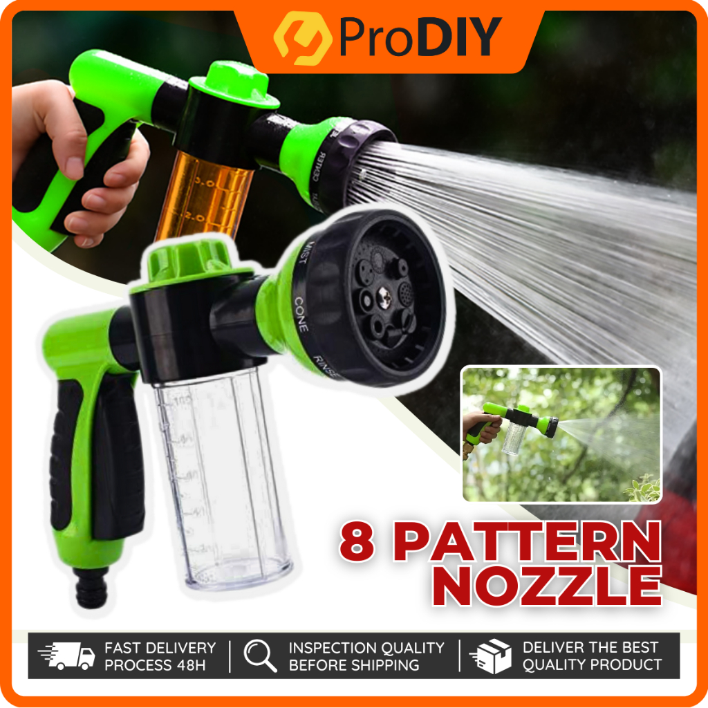 8 in 1 Watering Hose Sprayer Gun Nozzle with 8 Function Spray Watering ...