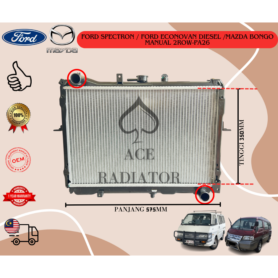 FORD SPECTRON / FORD ECONOVAN DIESEL /MAZDA BONGO MANUAL OEM RADIATOR ...