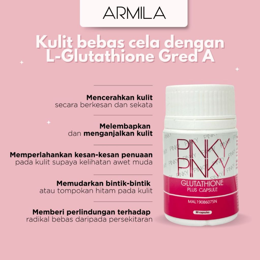 KAK ELL HQ | PINKY PINKY GLUTATHIONE PLUS | BRIGHTHENING BOOSTER | PUTIH GEBU | 1 CAPSULE 200G