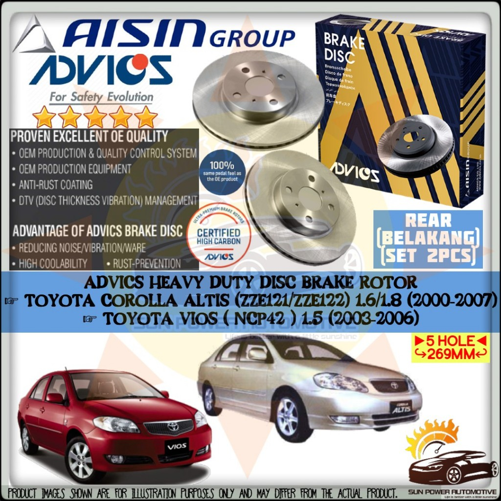 AISIN ADVICS Heavy Duty Toyota Corolla Altis ZZE121 ZZE122 / Vios NCP42 ...