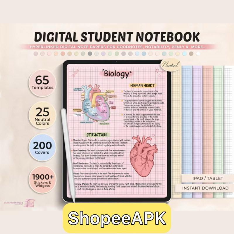 ⚡️INSTANT⚡️Portrait Digital Student Notebook - Tabbed Templates with ...