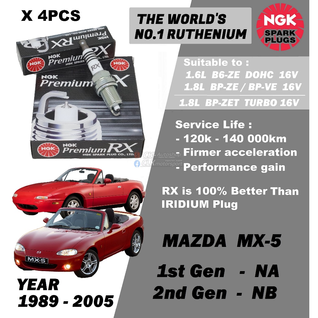 4 NGK Iridium Spark Plugs For Mazda MX-5 2.0L 2005 (ASC Brand)-217027