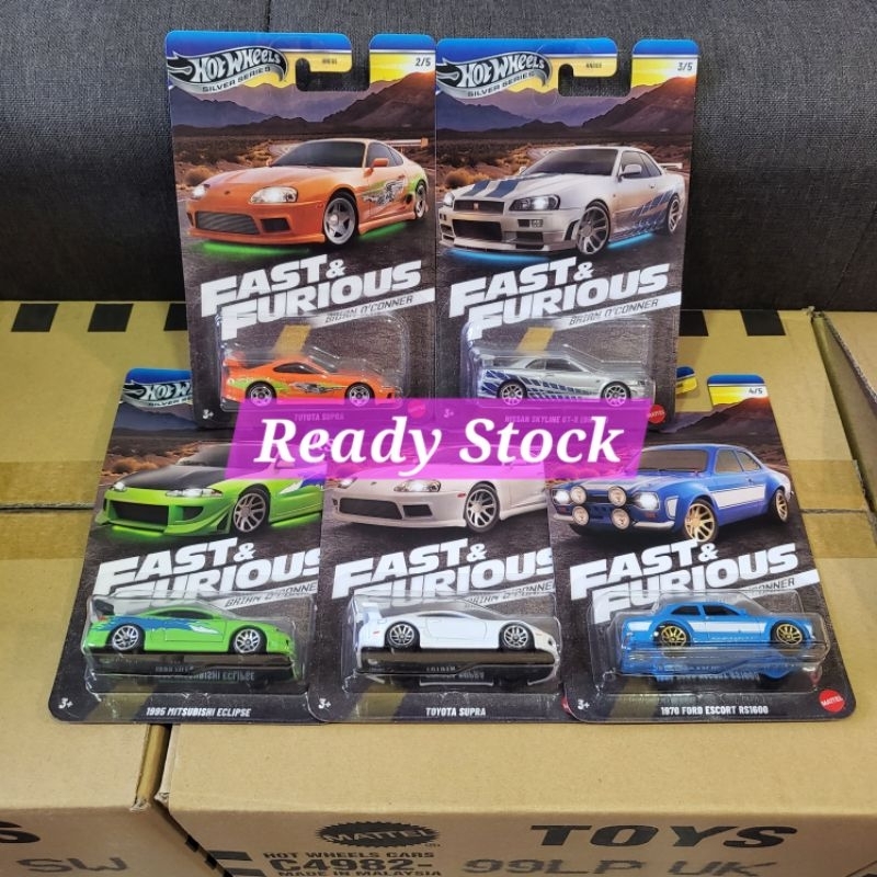 Hotwheels Brian O'Conner Fast & Furious Set of 5 Skyline R34 Supra