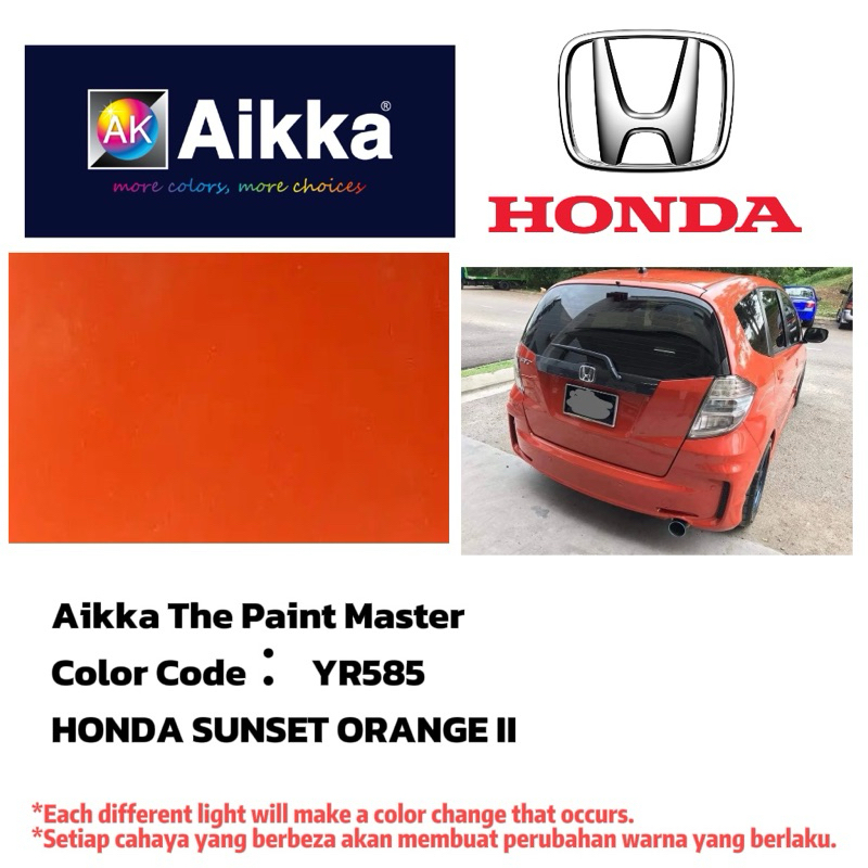 AIKKA HONDA YR585 / SUNSET ORANGE II / 2K PAINT / CAR AND MOTOR