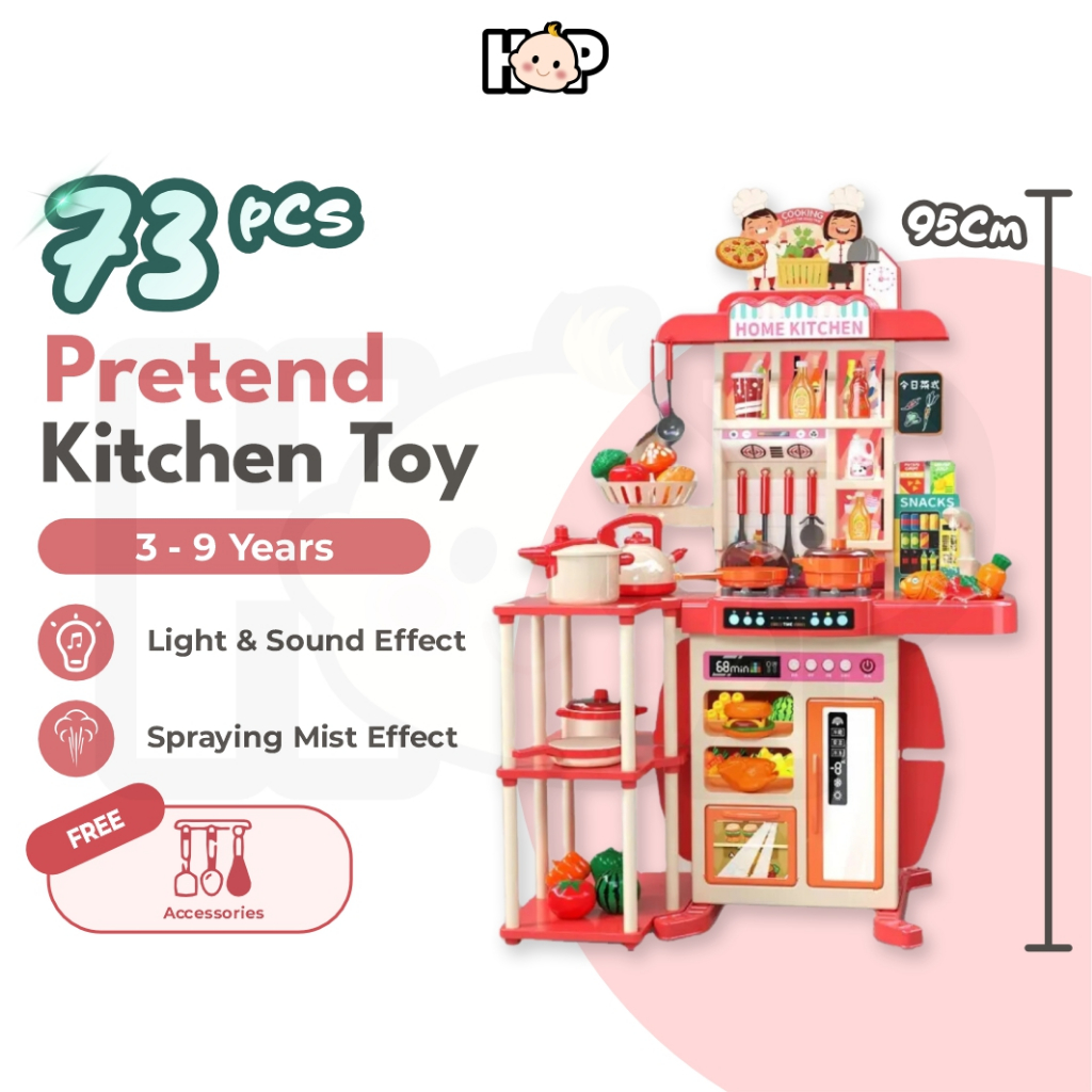 (73pcs) Pretend Play Kitchen Set Mainan Dapur Set Kitchen Pretend Play for  Kids Kitchen Accessories Play Kitchen Kids