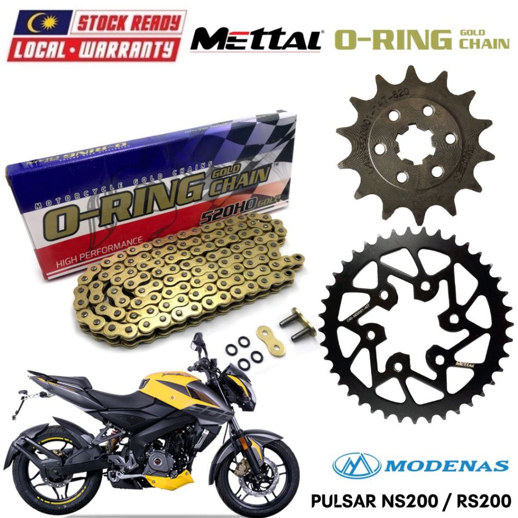 MODENAS PULSAR NS200 / RS200 Full Set O-RING Gold Chain 520HO Mettal ...