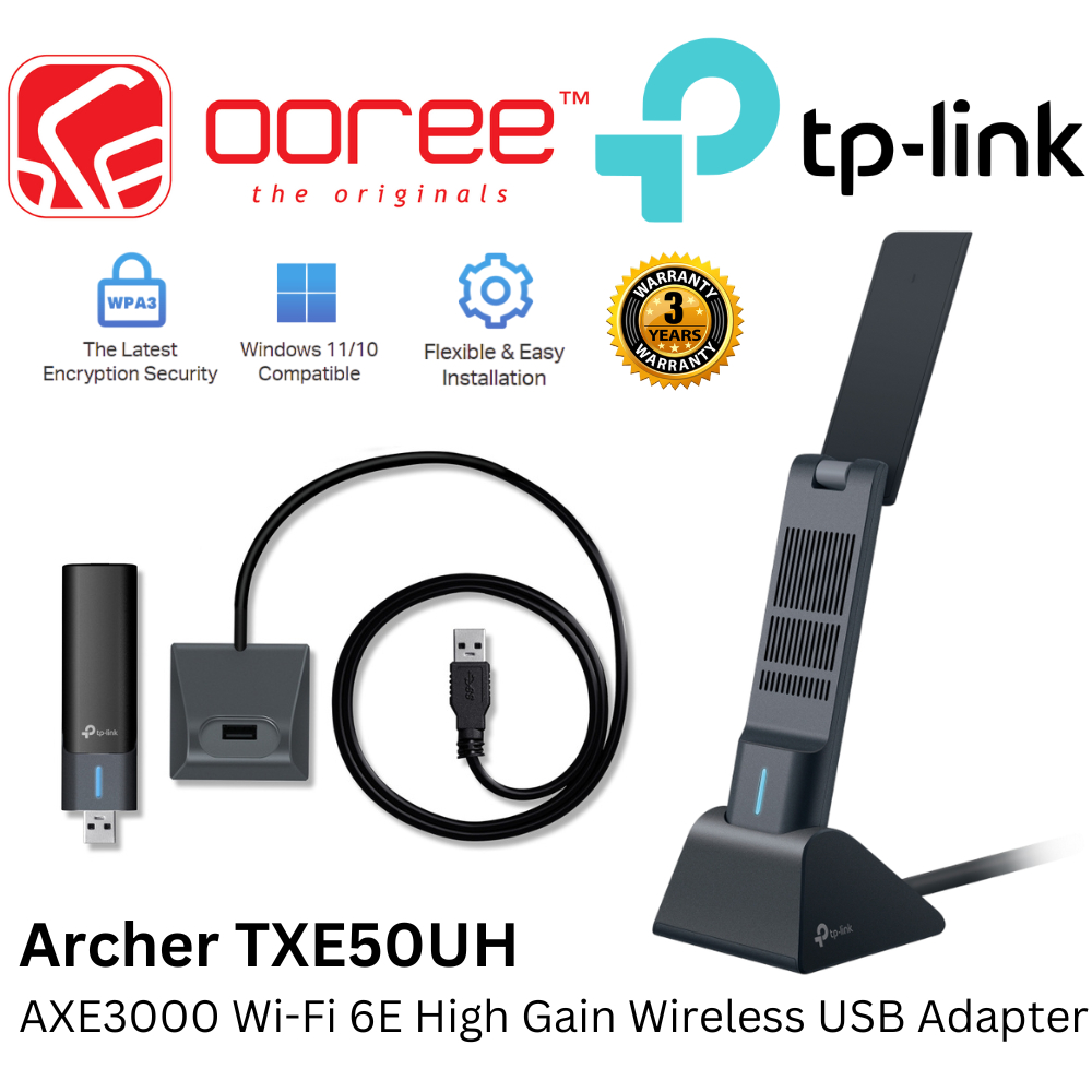 Adaptateur USB Wi-Fi 6E TP-Link Archer TXE50UH - AXE3000, Triple Bande, Antennes Gain élevé, USB 3.0, WPA3