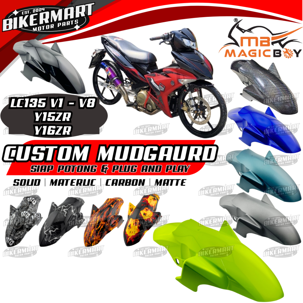 MAGIC BOY CUSTOM MUDGUARD FRONT SIAP POTONG DEPAN LC135 V1-V8 Y15ZR ...