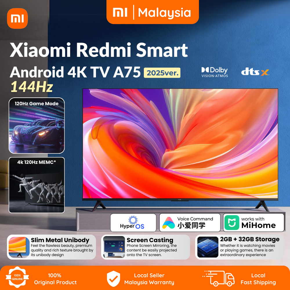 2025 Xiaomi Android Smart TV A55 144Hz LED 4K UHD Gaming HDR Wifi6