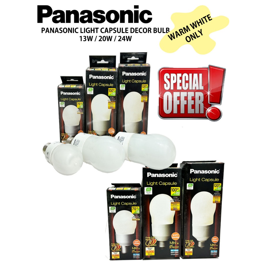 PANASONIC ORIGINAL 13W/20W/24W ES CAPSULE BULB WARMWHITE | Shopee Malaysia