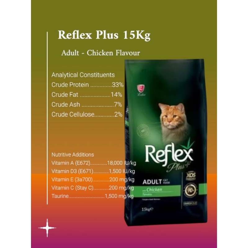 Reflex Plus 15Kg- Adult Cat Food (Chicken/Lamb & Rice/Hairball Indoor ...