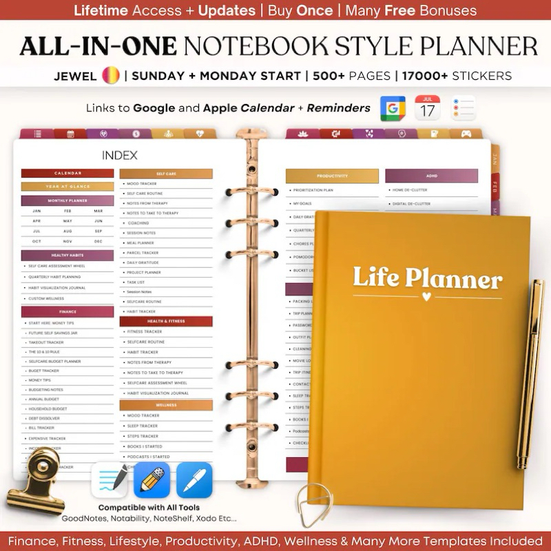 AllinOne Undated Digital Planner 20252026 iPad&Android Planner