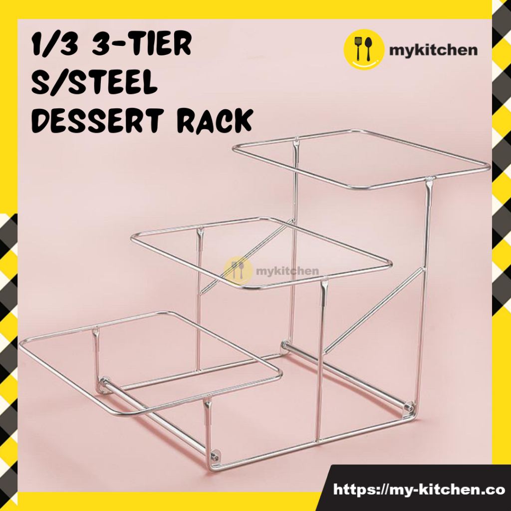 [MY KITCHEN] 1/3 3-Tier Stainless Steel Dessert Rack Serving Buffet ...