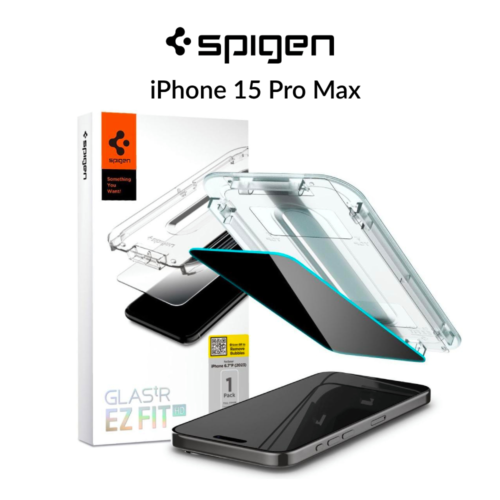Spigen iPhone 15 Pro Max Privacy Tempered Glass [1 Pack] Glas.tR EZ Fit ...