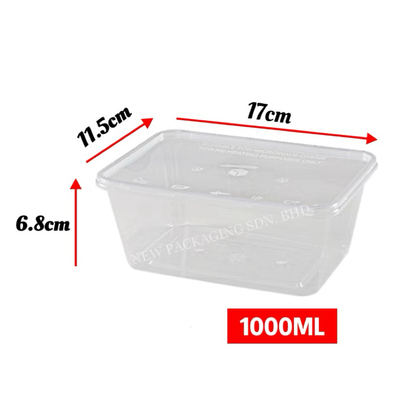 MW-S1000 Rectangular Plastic Food Container with Lids 1000ML [10/50Sets ...