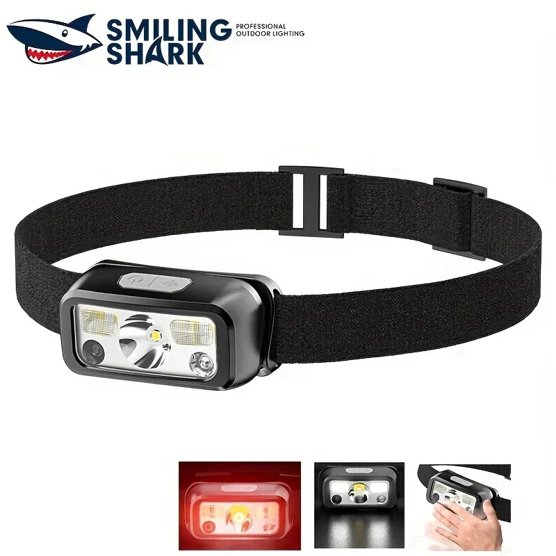 Smiling Shark Mini Powerful Headlamp USB Rechargeable Headlight LED ...