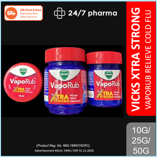 Vicks VapoRub Xtra Strong 25g 50g Vaporising Ointment Rub Inhaler Vick ...