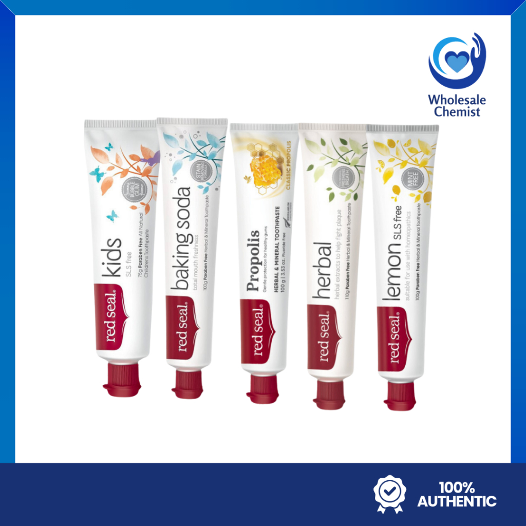 Red Seal Toothpaste (Kids + Baking Soda + Propolis + Herbal + Lemon ...