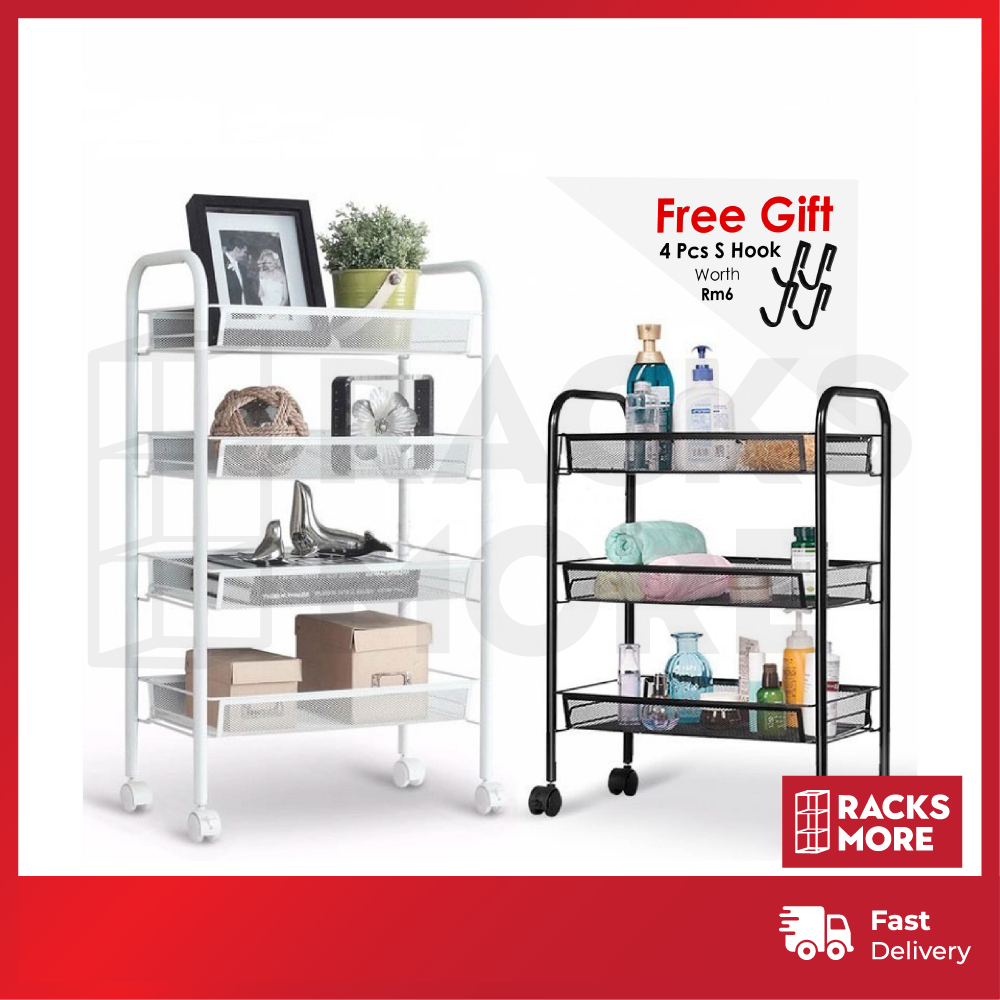 [Ready Stock] Trolley Rack Metal Steel Trolley Storage Rack Rak Troli ...