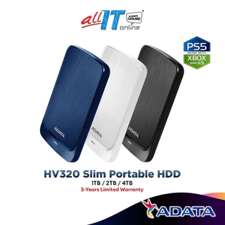 ADATA HV320 USB 3.2 Gen1 SLIM (10.7mm) Portable Hard Drive HDD compatible with PS5 (1TB / 2TB / 4TB)