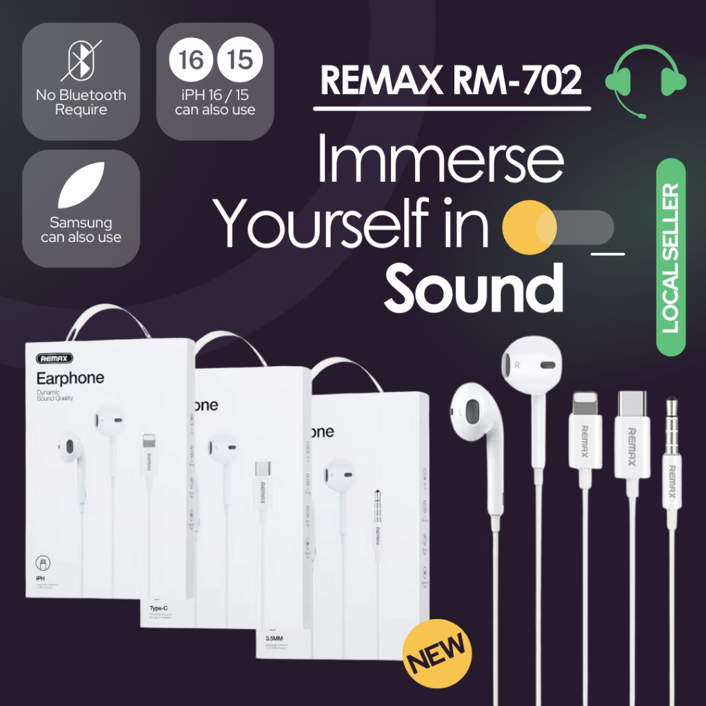 Remax Earphone Gaming with Built-In Mic Music Calling Wired Earfone RM ...