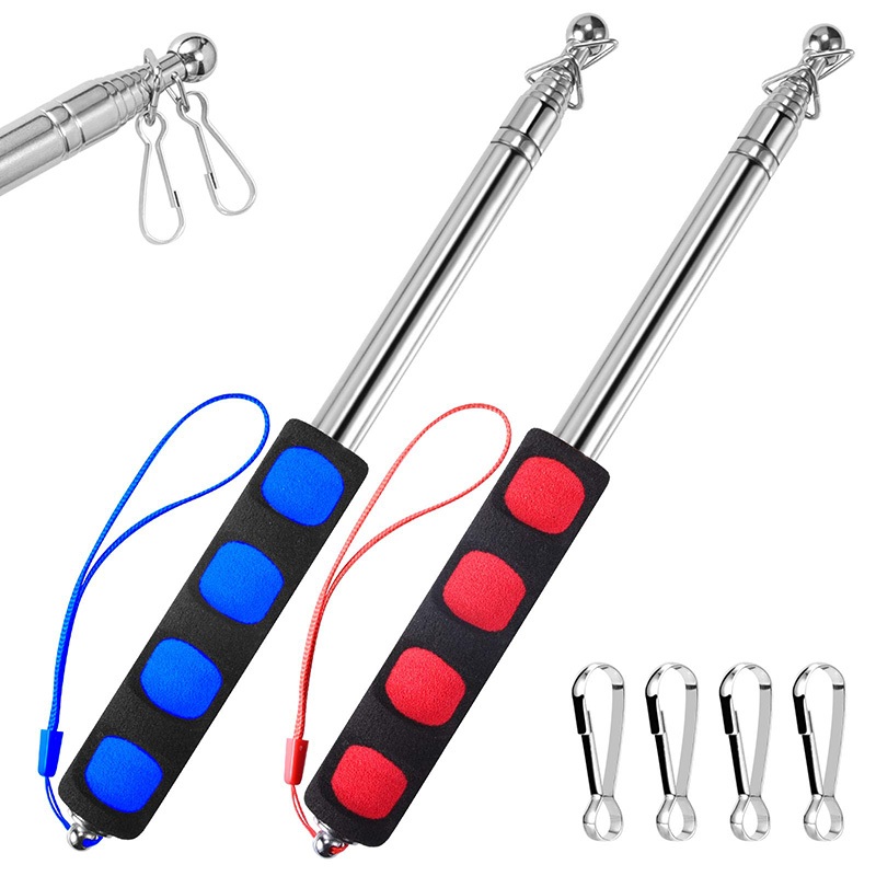 1.2m Stainless Steel Handheld Flagpoles Portable Telescopic Tour Guide ...