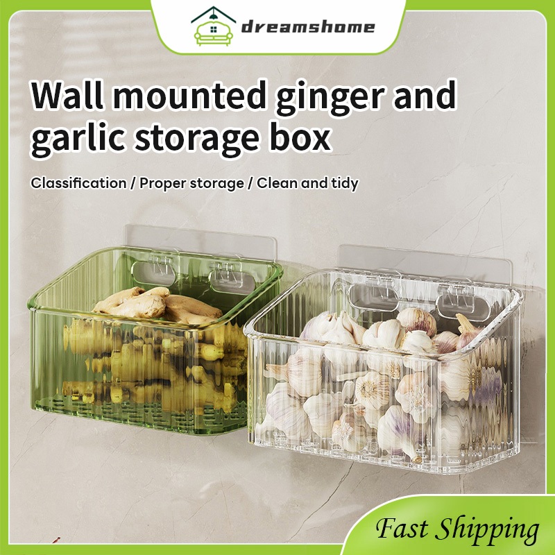Clear Wall Mounted Storage Rack Onion Ginger Seasoning Storager Basket ...