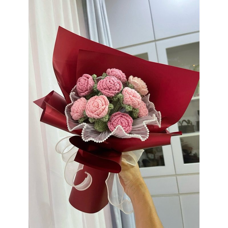 Handmade Crochet Small Rose Bouquet | Shopee Malaysia