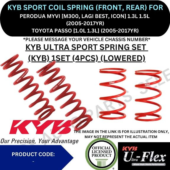 KYB SPORT COIL SPRING (FRONT, REAR) (SET) FOR PERODUA MYVI [M300, LAGI ...