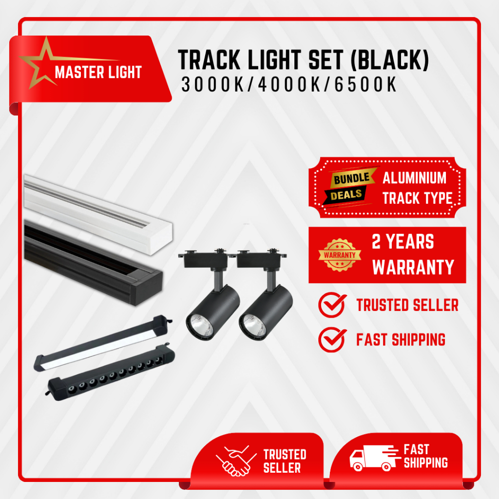 LED TRACK LIGHT COMBO SET/BUNDLE SET WITH BLACK ALUMINIUM TRACK RAIL ...