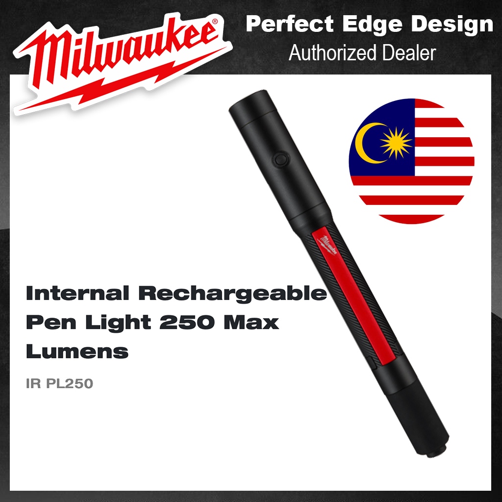 🇲🇾 Rechargeable LED Pen Light 250 Lumens | MILWAUKEE USB Pocket Torch ...