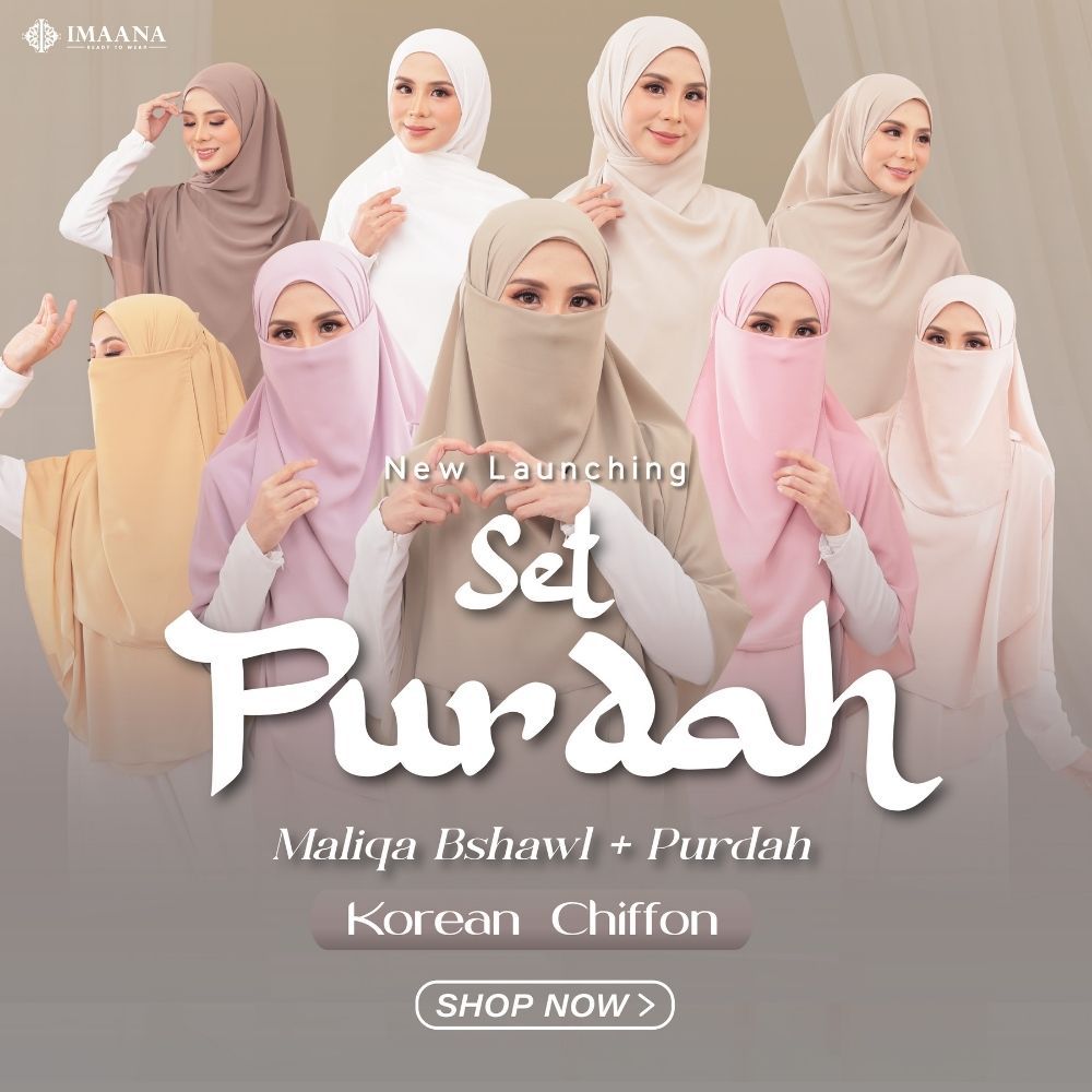 IMAANA SET TUDUNG MALIQA WITH PURDAH [PURDAH MINI CURVE] | Shopee Malaysia