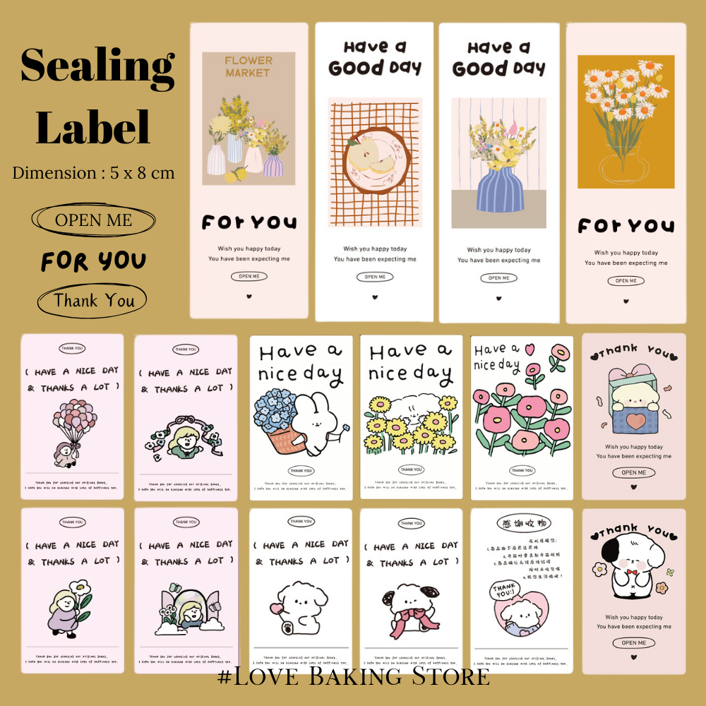 LBS • 200pcs | 5x8cm Rectangle Cute Cartoon Thank You Stickers Sealing ...