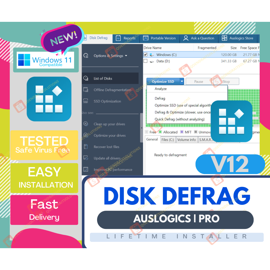Auslogics Disk Defrag Pro 12 | 𝐀𝐜𝐭𝐢𝐯𝐚𝐭𝐞𝐝 | Shopee Malaysia