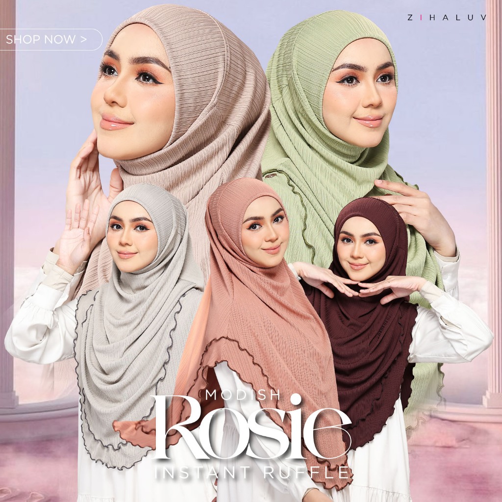 Zihaluv – Tudung Rosie Modish Ruffle – Lycra Ironless – Berdagu - 4pcs ...