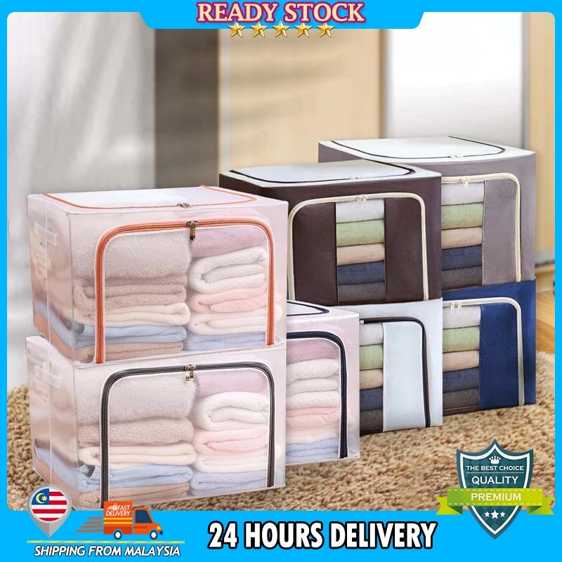 72L / 100L OXFORD STORAGE BOX FOLDABLE LARGE STORAGE BOX CLOTH STORAGE ...