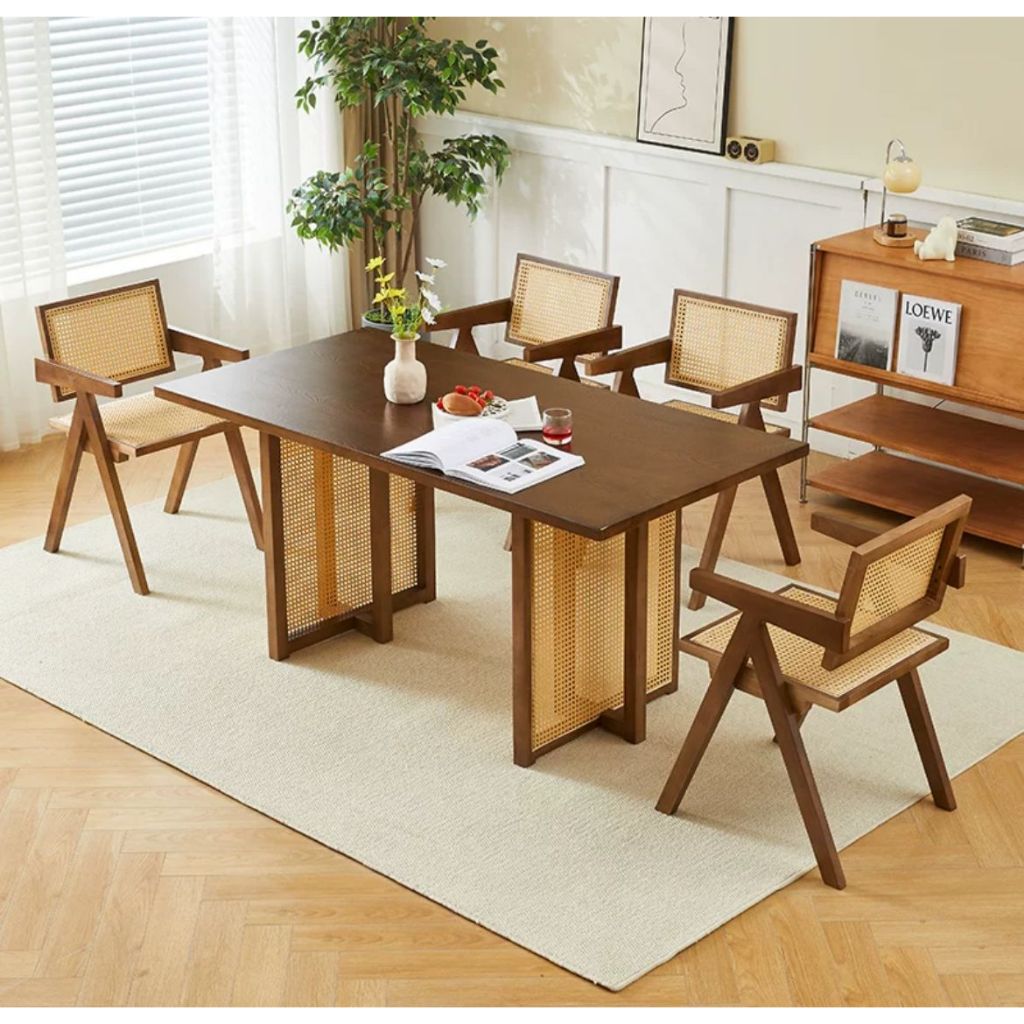 READY STOCK !! MUJI RATTAN WOODEN DINING TABLE | Shopee Malaysia