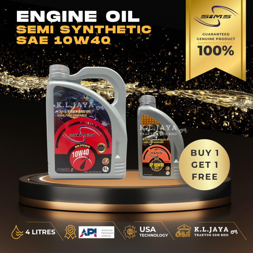 SIMS LUBRICANT SAE 10W40 SEMI SYNTHETIC ENGINE OIL API SN 4 LITRES 100% ...