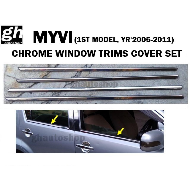 MYVI YR05-11 sporty chrome window trims set with Myvi logo (4pcs ...