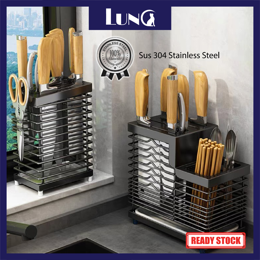 304Stainless Steel Knife Holder Chopsticks Holder Storage Rack Kitchen ...