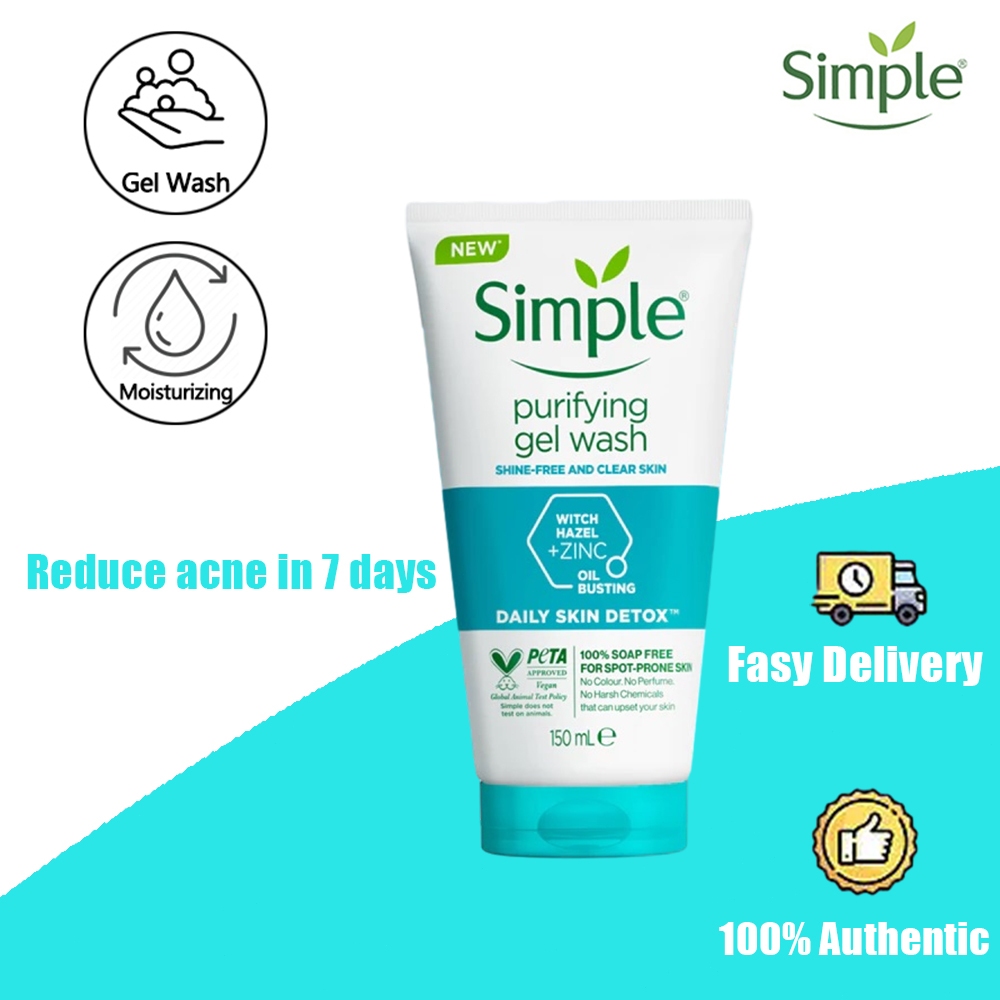 SIMPLE Water Boost Micellar Facial Wash Gel Wash Smoothing Skin Face ...