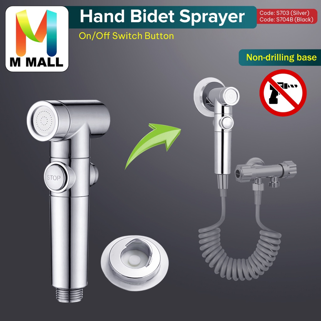 M MALL HAND BIDET SPRAY on/off Stop Switch Button for Toilet Bathroom ...