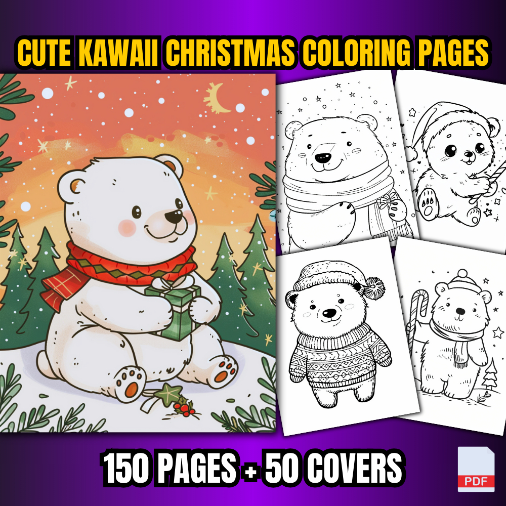 [PDF] 150 Cute Kawaii Christmas Coloring Pages For Kids | Shopee Malaysia