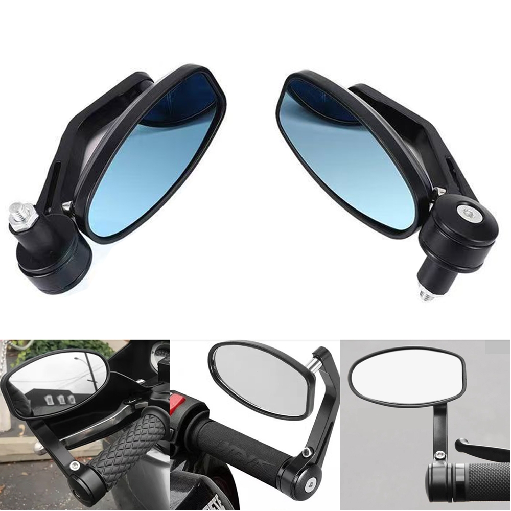 Retro Blue Reflector Side Mirror Motorcycle 7/8 Handle Bar End Mirror ...