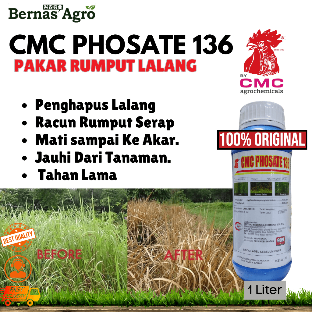 CMC Phosate Racun Rumput Rumpai dan Lalang Paling Berkesan Serap Lambat ...