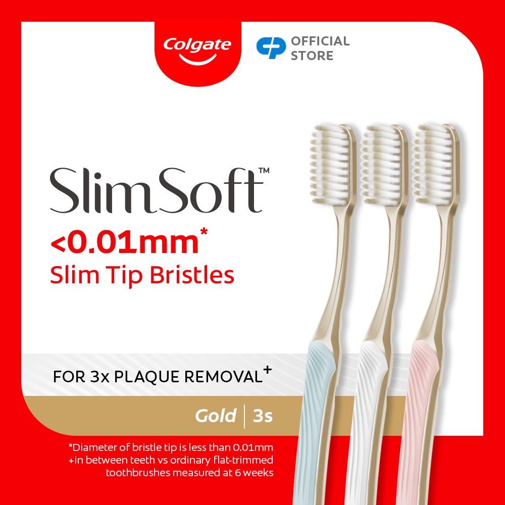 Colgate SlimSoft Charcoal Gold Toothbrush Valuepack 3s (Ultra Soft ...