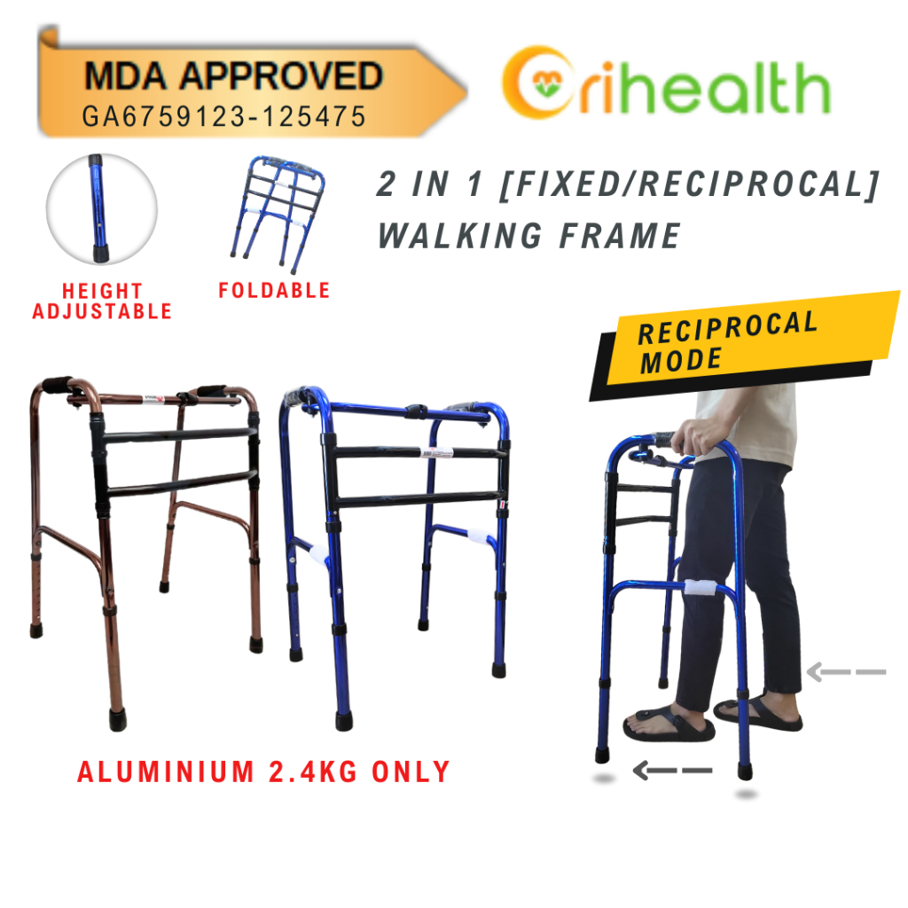 2 IN 1 Aluminium Reciprocal Walking Frame 2kg+ lightweight Foldable ...