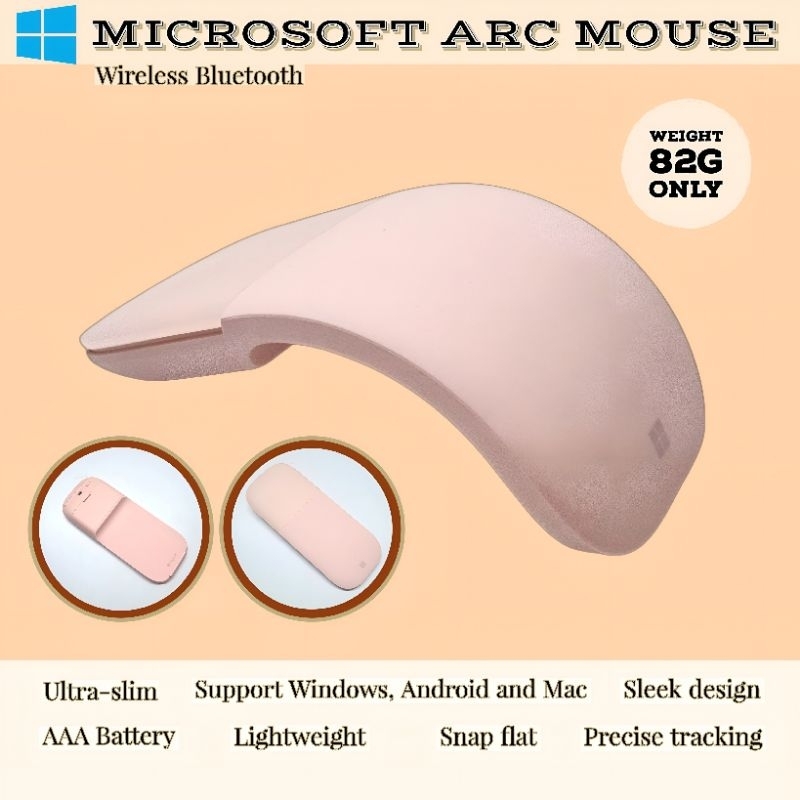 Original Microsoft Arc Bluetooth Mouse - Soft Pink (PINK-ELG-00031 ...