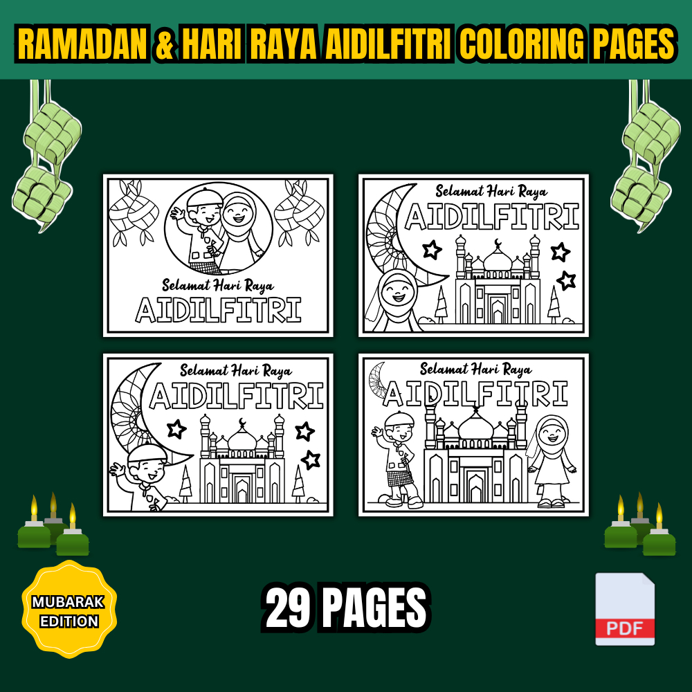 [PDF] 29 Ramadan & Hari Raya Aidilfitri Coloring Pages For Kids ...